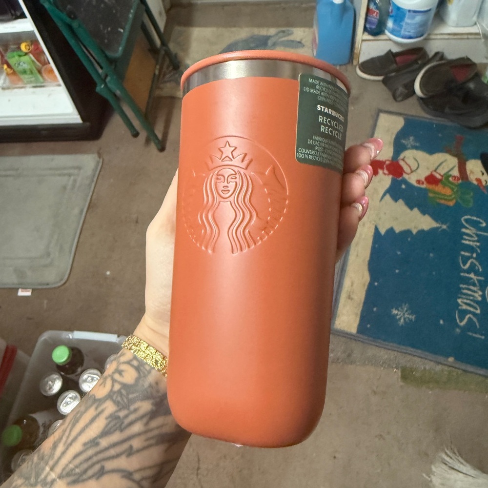 Starbucks Coral Tumbler with Embossed Logo